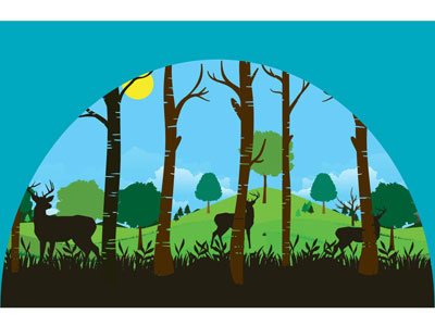 Dear Deer deer forest freedom grass hills illustration sun trees wildlife