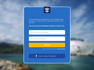 Royal Caribbean Form blue blurry contact form web web design