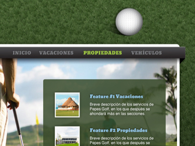 Pepes Golf - Website Navigation navigation webdesign