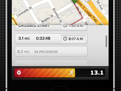 Half Marathon Progress Bar app iphone orange progress progress bar red