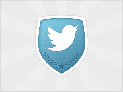 Twitter badge badge blue grey starburst stars twitter