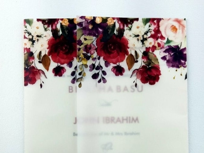 Translucent Rose maroon Invitation ABC 973 floral wedding invitations marriage invite muslim wedding invitation