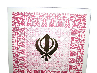 Bright Pink Sikh Khanda Invitation ABC 667 S cheap wedding invitation indian wedding invitation invitations marriage invite