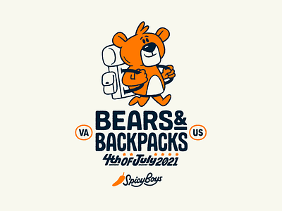 Bears & Backpacks bear branding cartoon design graphic illustration lettering texture typography