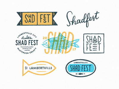 Shad Fest 2017 branding fish graphic illustration lettering logo texture typography vintage