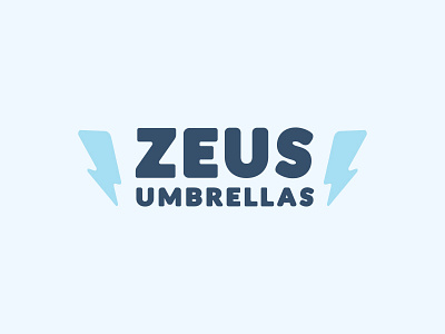 Zeus Umbrellas Wordmark blue bolt branding lightning logo umbrella wordmark zeus