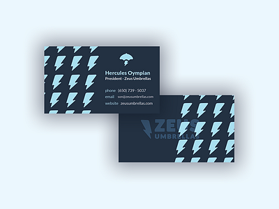 Zeus Umbrellas Business Card II blue bolt branding business card gods greek hercules lightning umbrella zeus