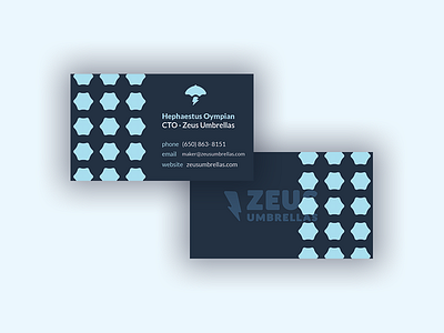 Zeus Umbrellas Business Card III blue branding business card gods greek hail hephaestus umbrella zeus