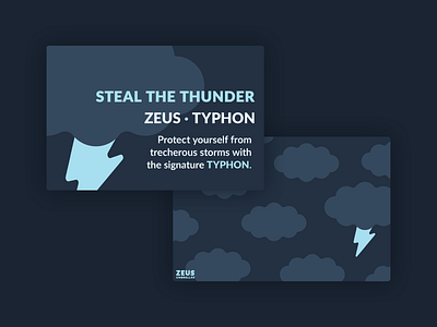 Zeus Umbrellas Postcard: Typhon advertising branding cloud lightning postcard series storm umbrella umbrellas zeus