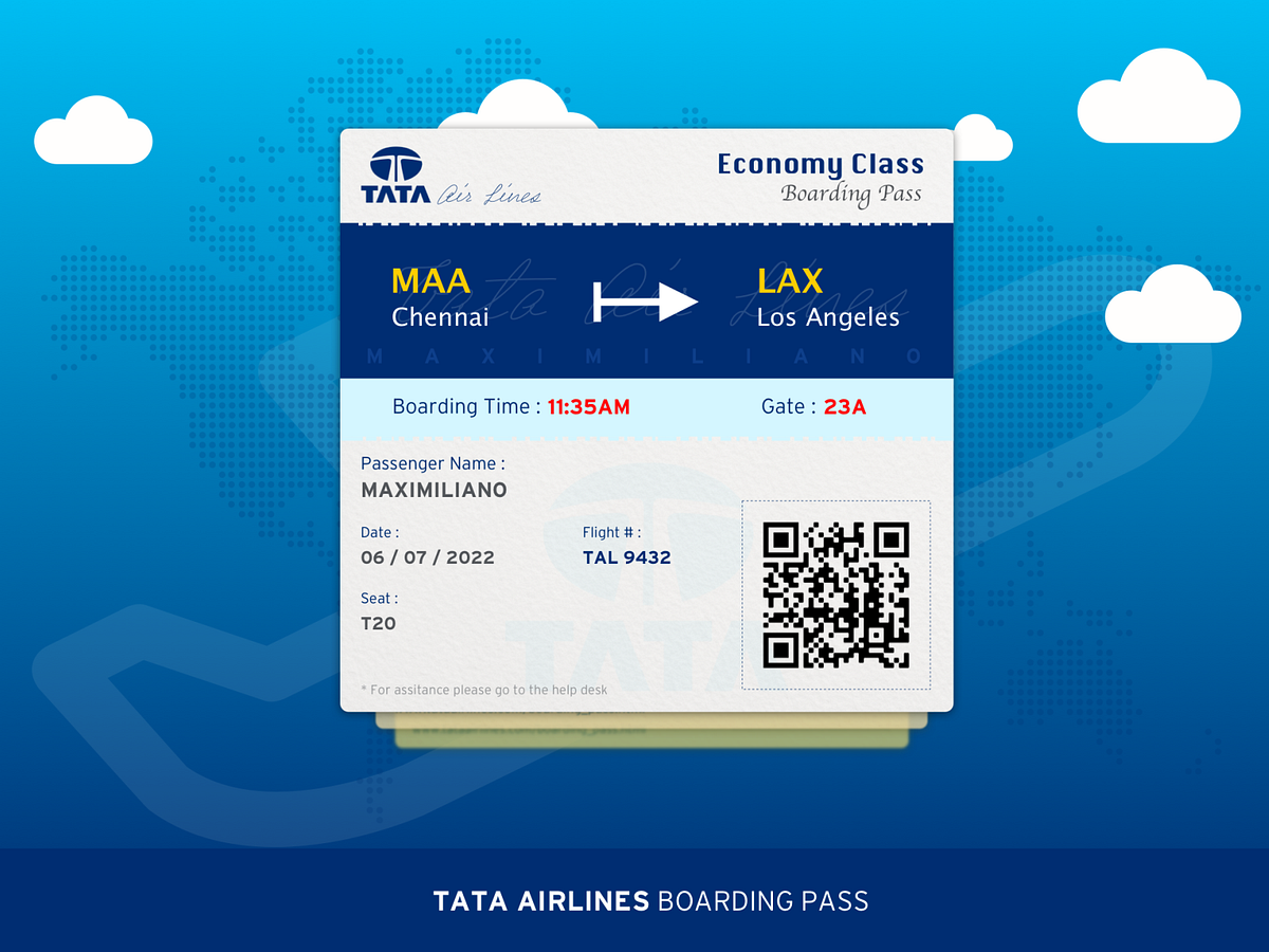 Tata Airlines Boarding Pass designs, themes, templates and downloadable ...