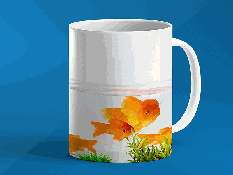 Fish Cup blue cup design fish fish tank fishbowl gif animated gold fish tea cup water