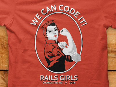 Rosie The Rubyist black rails girls red ruby tshirt white