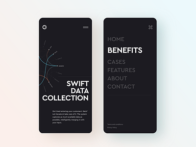 swift data brandnew clean dark data design interface landing menu minimal mobile typography ui visualization