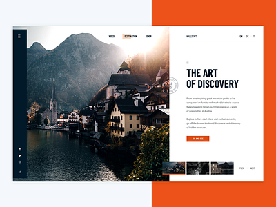 hallstatt austria brandnew city discovery landing mountain orange page promo traveling web white