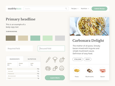 Style Guide - 9 Days of UI #2 food guide kit nutrition recipes style ui