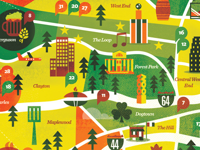 STL Map snippet icons map neighborhoods st louis stl texture trees vector