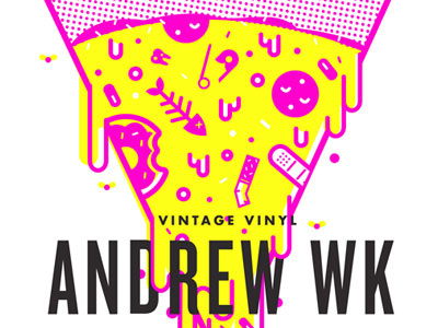 Party Barf Pizza! andrew wk bandaid cigarette donut fishbone gig poster gross neon pink pizza slime