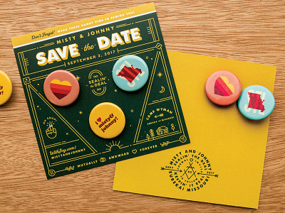 Save the Date! badge buttons camp card invitation save the date type wedding