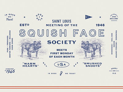 Squish Face Society badge dogs lockup poster pug type typography vintage