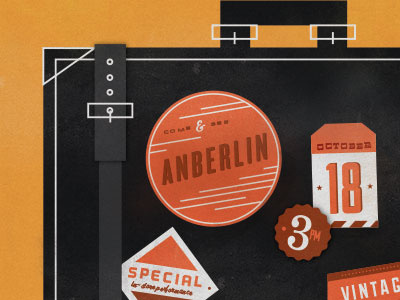 gig poster sunday. anberlin badge gig poster illustration luggage poster retro stamp sticker suitcase typography vintage