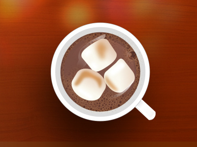 Hot Chocolate christmas coffee gradient hot chocolate illustration marshmallows mug shadow vector web wood wood texture