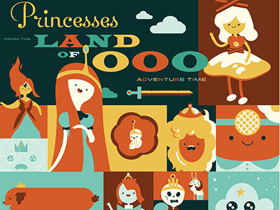 Adventure Time Princesses! adventure time color fake anything illustration type vintage