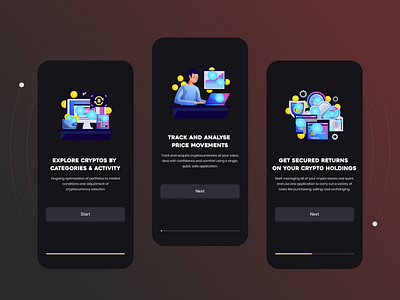 Cryptocurrency - Onboarding Screen for Mobile App app appdesign behance bitcoin branding cryptoapp cryptocurrency design graphic design illustration ios logo mobile app motion graphics ui ux