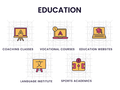 Education Icon Set academics classes education icons institute language sports study websites