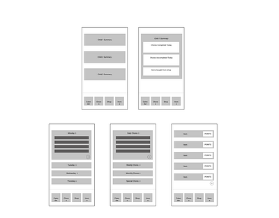 Chore App - Wireframe app design ui ux wireframe