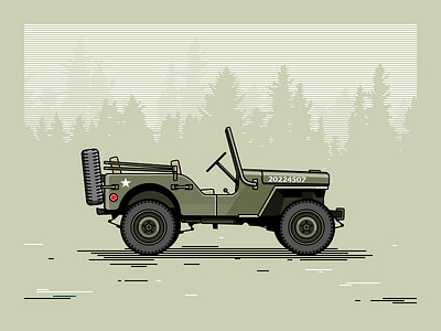 Willys MB 4x4 army car illustration jeep mb off road willys