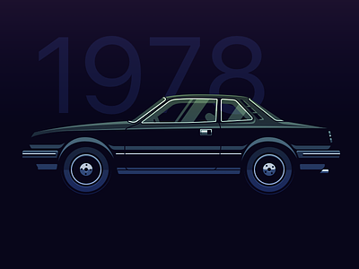 Honda 1978 black car coupe honda illustration japan prelude sketch vector