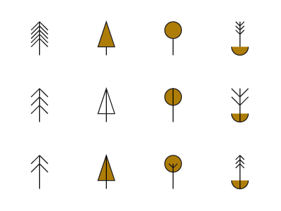 A Tree Study arborist charlie brown forest forest ranger geometric icons illustration trees