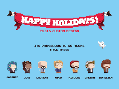 Gift Card Custom Team character digital art gift card greeting card pixel pixel art team wish card