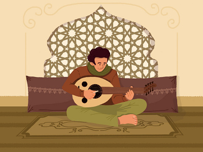 arabic music animation arab culture graphics heritage illustration man music pattern sitting