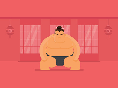 Sumo player illustration japanese sport sumo