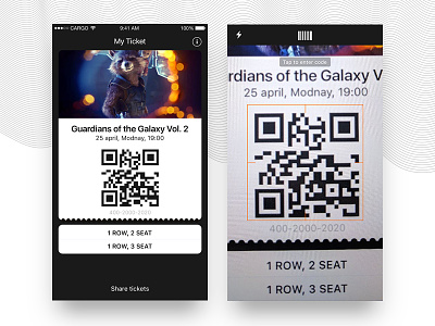 Ticket app buy cinema code ios iphone qr code scan ticket
