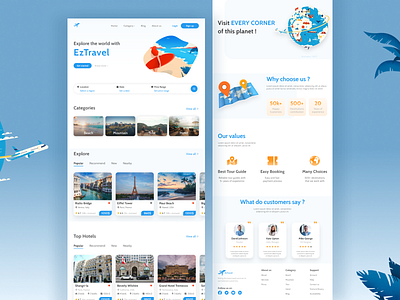 EzTravel - Travel Landing Page ✈️