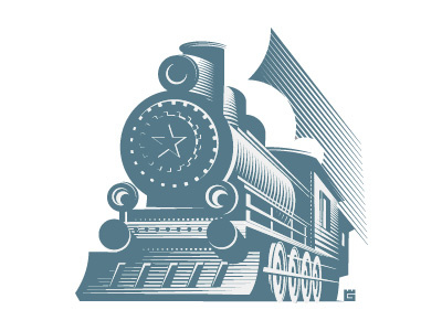 Illustration of a steam locomotive. locomotive machinery railway transport transportation