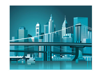 US New York City vector america bridge brooklyn illustration illustrator manhattan offset print restaurant ship skyline skyscraper us vector water website