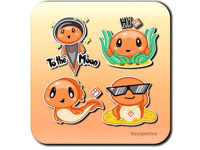 Crypto coin mascot sticker telegram character crypto design illustration logo mascot sticker stickerpack telegram vector