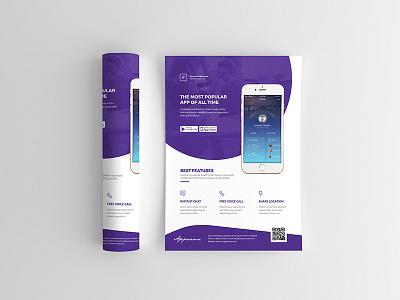 Mobile App Flyer advertisement app application clean flyer minimal mobile mockup poster product promotion showcase