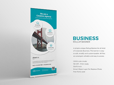 Roll-up Banner advertisement banner business commercial creative event free freebies marketing minimal professional promotional roll rollup signage standy up