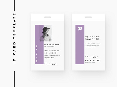 ID Card Template abstract badge brand business card design employee feminine id id card id card design minimal office stationary stationery template