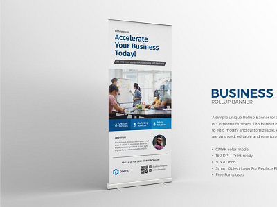 Corporate Business Roll-up Banner advertisement banner business commercial conference conference design creative event marketing minimal professional promotional roll roll up banner rollup signage standy up