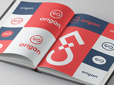 Origan brand circle origami origan project red square