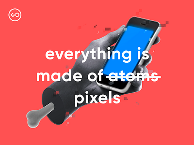Everything is made of pixels atom bone hand origan pixel red smartphone