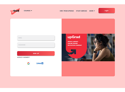 UpGrad Login Page dailyui figma figma design loginscreen ui uidesign uiux