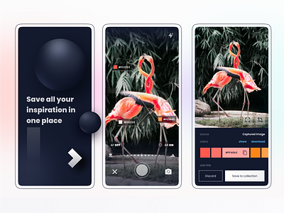 Exploration - save all your inspiration in one place app camera capture color design image inspiration mobile moodboard ui ux