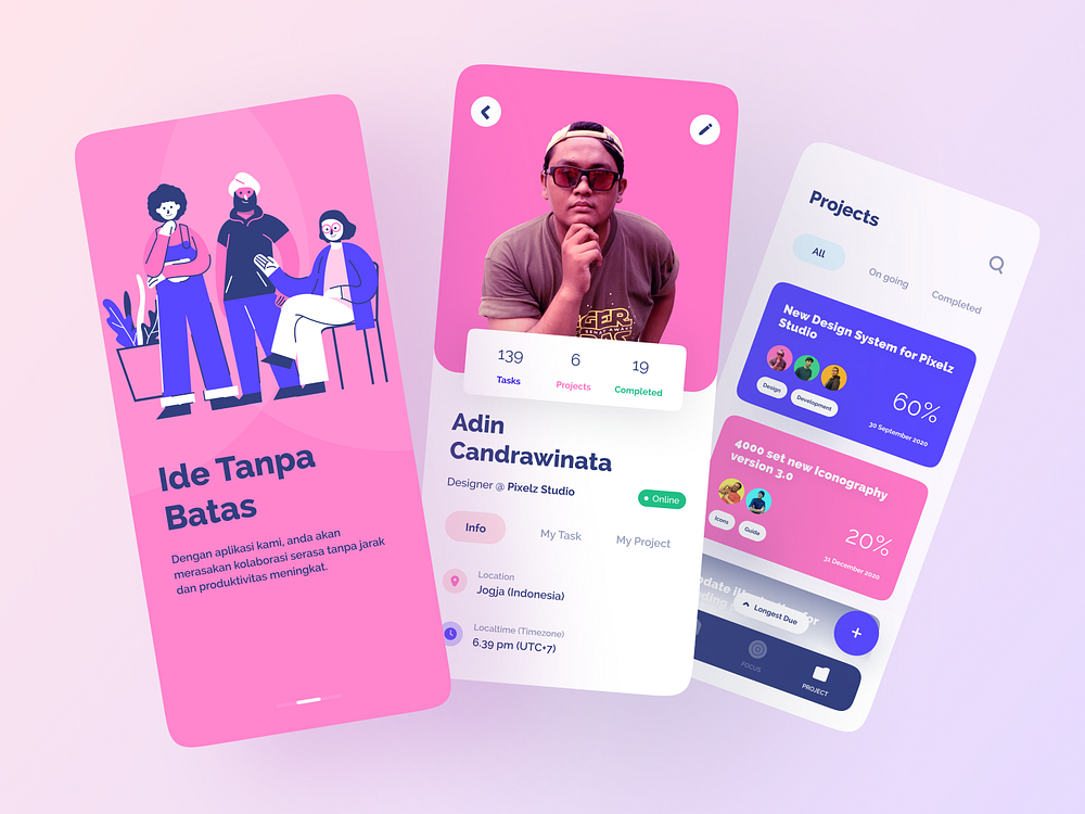 Task Project Manager & Profile Screen by Zazuly Aziz for Pixelz on Dribbble