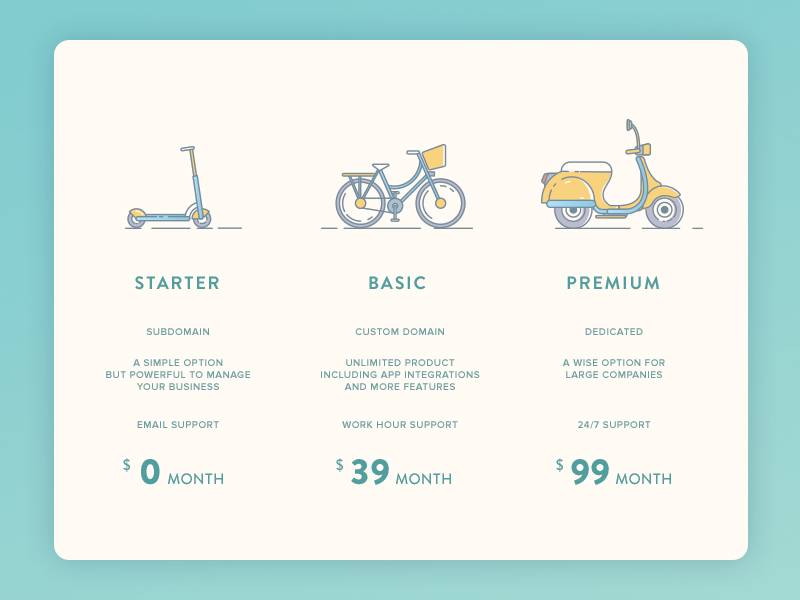 Pricing page example #578: Today I start #dailyui challenge to train myself.  don't forget press